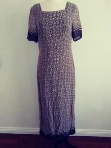 CW 12 dress pink brown lined cap slleve full length floral back zip used  - Picture 1 of 5