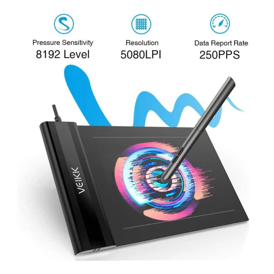 Drawing Tablet VEIKK S640 Graphic Drawing Tablet Ultra-Thin 6x4 Inch Pen Tablet - Image 1 of 4