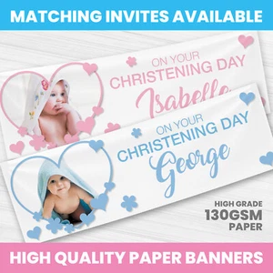 BANNER DE CUMPLEAÑOS DE BAUTIZO PERSONALIZADO CUALQUIER NOMBRE FIESTA BANNER NIÑA NIÑO - Imagen 1 de 6