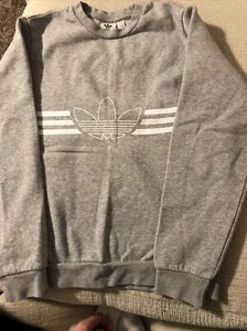 ADIDAS YOUTH MEDIUM UNISEX GREY WHITE SWEATSHIRT GUC - Picture 1 of 5