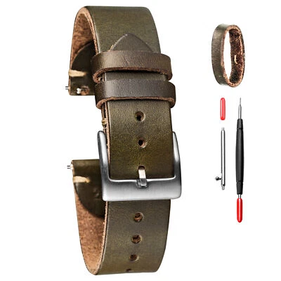 Horween Leather Watch Bands for Men 18 19 20 21 22mm Quick Release Strap - Image 1 of 4