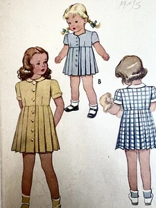 Vintage Original McCall 6201 Girls Dress Pleated Skirt Sewing Pattern Sz 4 ©1945 - Picture 1 of 11