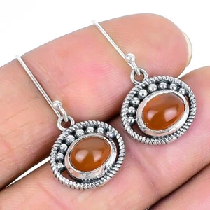 Carnelian Stone 925 Solid Silver Hook Mother Drop Sacral Chakra Earrings Jewelry - Picture 1 of 8