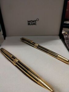 Montblanc Solitaire Gold and Black rollerball and fountain pen set 