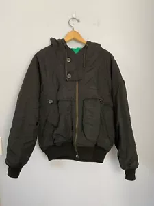 Vintage Benetton Black Hooded Winter Jacket Size 44 Made in Italy - Picture 1 of 11