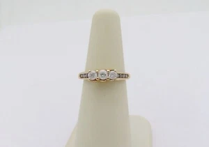 Diamond Engagement Ring Natural Three Stone Bridal Wife .49ct 10k Size 5.5 R1426 - Picture 1 of 9