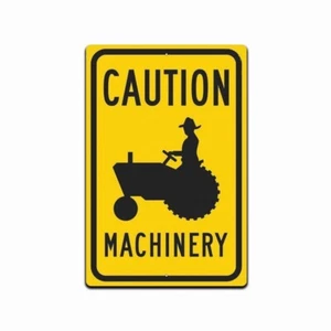 Tin Sign Caution Tractor Machine Crossing Rustic METAL NOVELTY Garage Man Cave - Picture 1 of 4