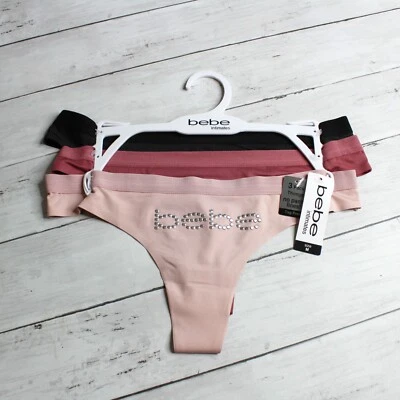 Conjunto de 3 bragas tanga bebe para mujer talla M sexy negro rosa Foto 1 de 4