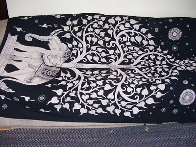 Funda de cama vintage de algodón blanco negro Africa Elephant 54 x 80 Foto 1 de 4