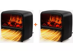 2 x Heizlüfter 21x21x13cm Energiesparend Heizung Elektrisch mit Flammeneffekt - Bild 1 von 4