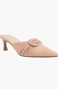 New.! Pelle Moda Collection Cheri Pointed Suede Decorated Mule Size 7 Blush Pink - Picture 1 of 3