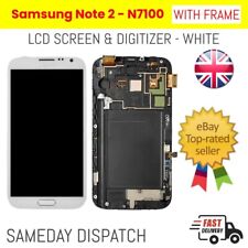 For Samsung Galaxy Note 2 N7100 LCD Display Touch Screen Digitizer White+Frame