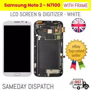For Samsung Galaxy Note 2 N7100 LCD Display Touch Screen Digitizer White+Frame - Picture 1 of 1