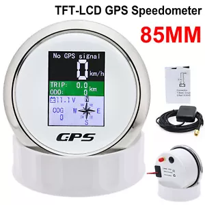 85mm Marine Digital GPS Speedometer Odometer Voltmeter Speed Gauge For Car Boat - Picture 1 of 13