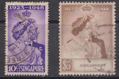 SINGAPUR - BODA PLATA REAL 1948 KGVI SG#31-32 - 2V - USADO Foto 1 de 3