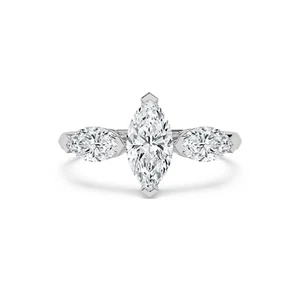 IGI Certified 2 ct F/VS 14k White Gold Marquise Cut Lab Grown Diamond Ring - Picture 1 of 4