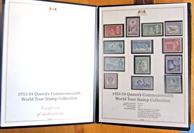 Brtitish Stamps 1953-54 Queen's CommonWealth Tour from Harrington & Byrne Folder - Image 1 of 4