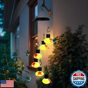 Headak Life Charming Wind Chimes Hummingbird Feeders for Outdoors,Solar Hummi - Picture 1 of 5
