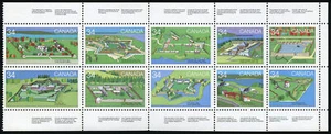 Canada Stamp #1059a W/FIRST DAY STAMP - Canadian Forts-2 (1985) 10 x 34¢ - Picture 1 of 1