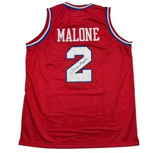 Autographed/Signed Moses Malone Philadelphia Red Basketball Jersey JSA COA - Picture 1 of 4