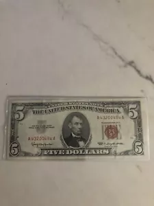 1983 $5 red Seal federal reserve note - Picture 1 of 2