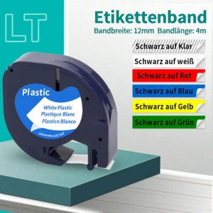 16951 91220 91221 Weiß 12mm Schriftband für Dymo Letra Tag Band LT-100T 100H XM - Bild 1 von 24