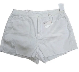 Good American Good 90s Distressed High Rise Shorts White Size 16 - Picture 1 of 7