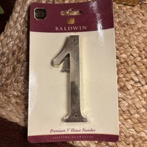 Baldwin #1 Solid Brass 5" House Number Lifetime Polished Brass Finish - Picture 1 of 6