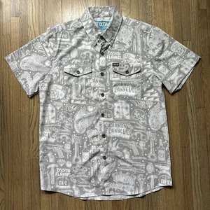 Dixxon Shirt Men’s M Gray The Sampson Short Sleeve Limited Edition Button Up AOP - Picture 1 of 12