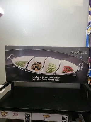 Godinger Porcelain 4 Section Relish Server NIB - Image 1 of 2