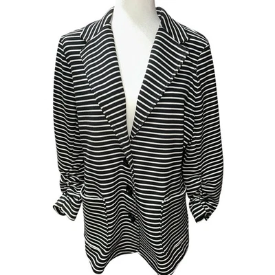 Blazer Karen Kane Pecho Único Acanalado Mangas 3/4 Rayas XL Ropa de Oficina Elegante Foto 1 de 4