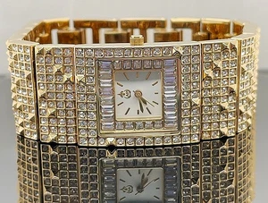 ELEGANTE /  OPULENTE DAMENUHR  MIT KRISTALLEN IP GOLD # EYECATCHER # SCHMUCKJAGD - Bild 1 von 6