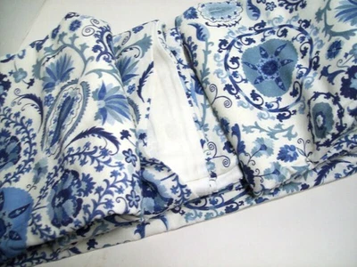 Pottery Barn Blue Adya Suzani Linen Cotton Full Queen Duvet Cover New - Image 1 of 4