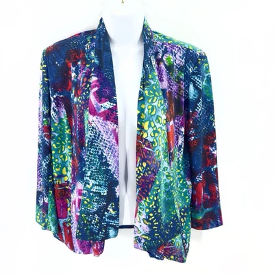 Alberto Makali Statement Jacket Womens Medium Artsy Colorful Stretch Maximalist - Image 1 of 4