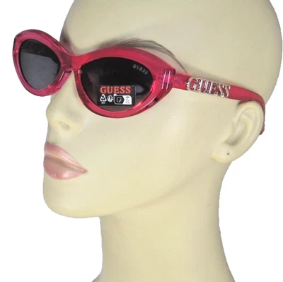 Gafas de sol GUESS ojo de gato marco rojo translúcido logotipos plateados templo GO00070-72B Foto 1 de 4