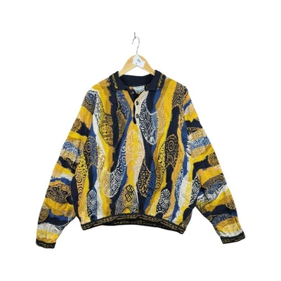 Pullover vintage COOGI Henley cuello redondo amarillo para hombre XXL Foto 1 de 4