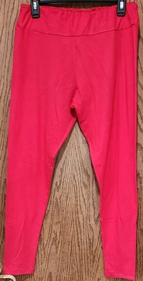 WOMENS LULAROE TALL & CURVY TC LEGGINGS RED SOFT SZ L LARGE XL - Image 1 of 2
