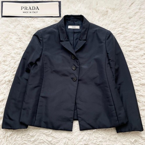 Prada giacca nylon seta blu navy donna 38