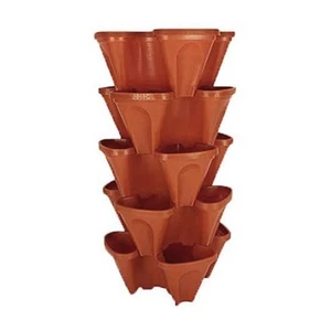 18 in. Dia Terra Cotta Plastic Stackable Garden Planter (5-Pack) - Picture 1 of 6