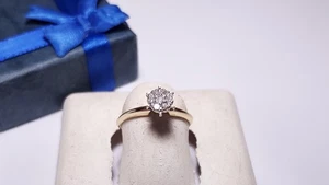 Estate .15ctw Natural Diamond popcorn Top 14Kt Gold S-4.5 Engagement Ring #23266 - Picture 1 of 6