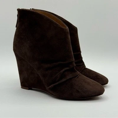 Botines perforados de cuero con cuña marrón Elie Tahari talla 36 Foto 1 de 4