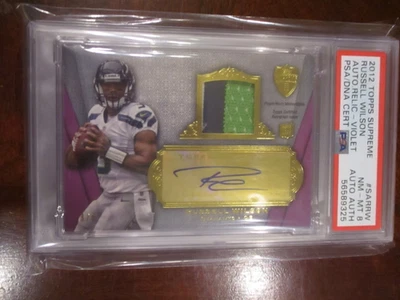 Topps Supreme Russell Wilson 2011 automático violeta radiocontrol PSA 8 casi como nuevo. ¡¡BONITO!!! Foto 1 de 2