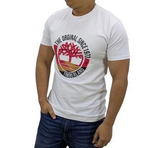 Timberland Mens T Shirts Regular Fit Cotton Casual Short Sleeve Classic Logo Tee - Picture 1 of 5