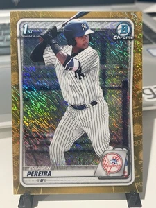 2020 Bowman Chrome 1st Everson Pereira RC /50 Gold Shimmer Yankees - Bild 1 von 2