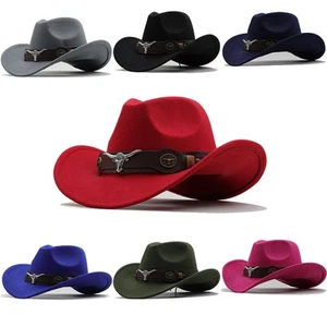 SOMBRERO VAQUERO WESTERN PARA HOMBRE ESTILO FIELTRO NEGRO SOMBRERO DE MONTAR VAQUERO TEXANA VAQUERO - Imagen 1 de 23