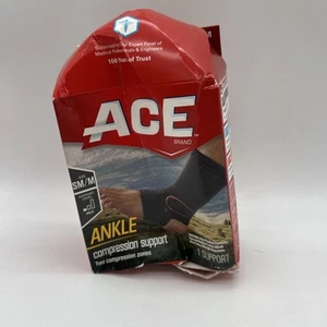 ACE Brand Compression Ankle Support, Small/Medium, Black, 1 Pack DAMAGED BOX - Picture 1 of 8