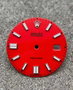 ROLEX ZIFFERBLATT ROT OYSTERDATE PRECISION 6694 Cal 1210 VINTAGE PART HANDAUFZUG - Picture 1 of 4