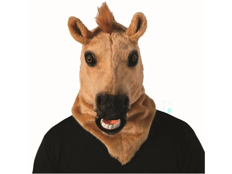 Adults Brown Horse Moving Mouth Overhead Mask Animated Halloween Costume Farm - Image 1 of 1