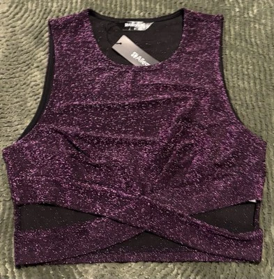 Women’s Allegra K Glitter Sparkly Crop Top Club Dance Tank NWT Size Small - Image 1 of 4
