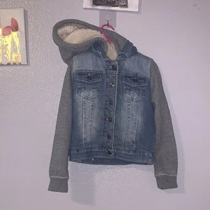 Vigoss Girl's 7 denim Jacket Jean Jacket Faux Sherpa Lining - Picture 1 of 8